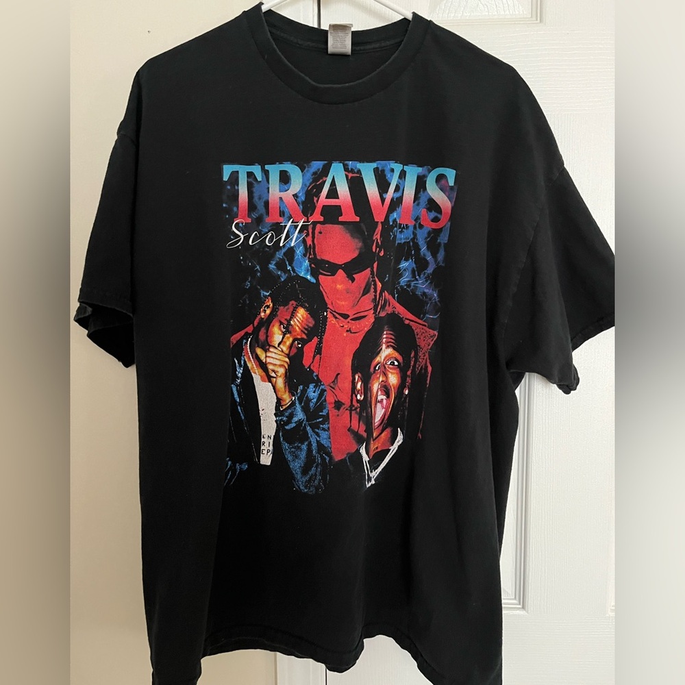Travis Scott Black and Red Graphic Tee